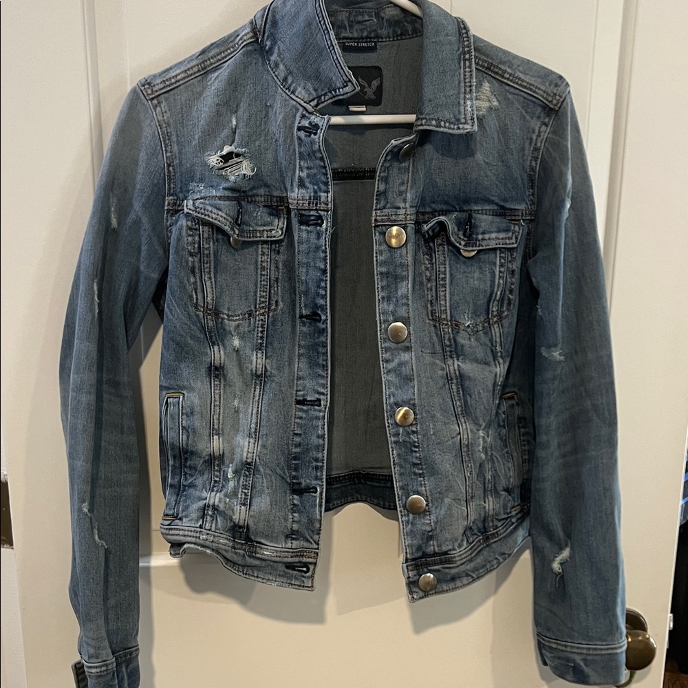 American Eagle Denim Distressed Jacket